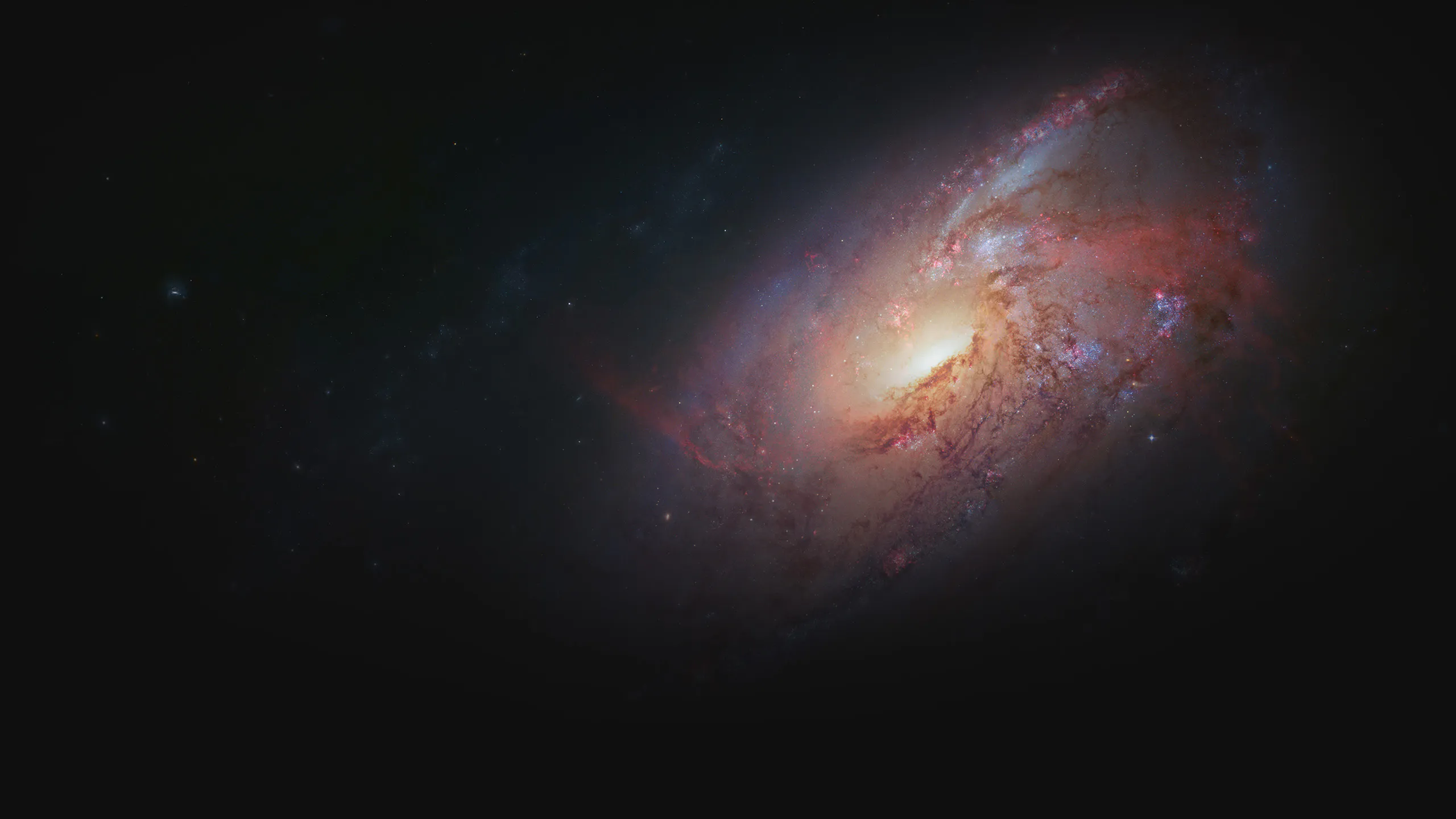 unbound planet about hero section. M106, Spiral Galaxy in Canes Venatici by Hubble Space Telescope - NASA.