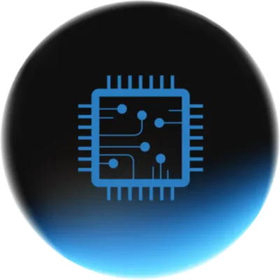 Nova category icon: glassy bubble with a microchip symbol, representing tech