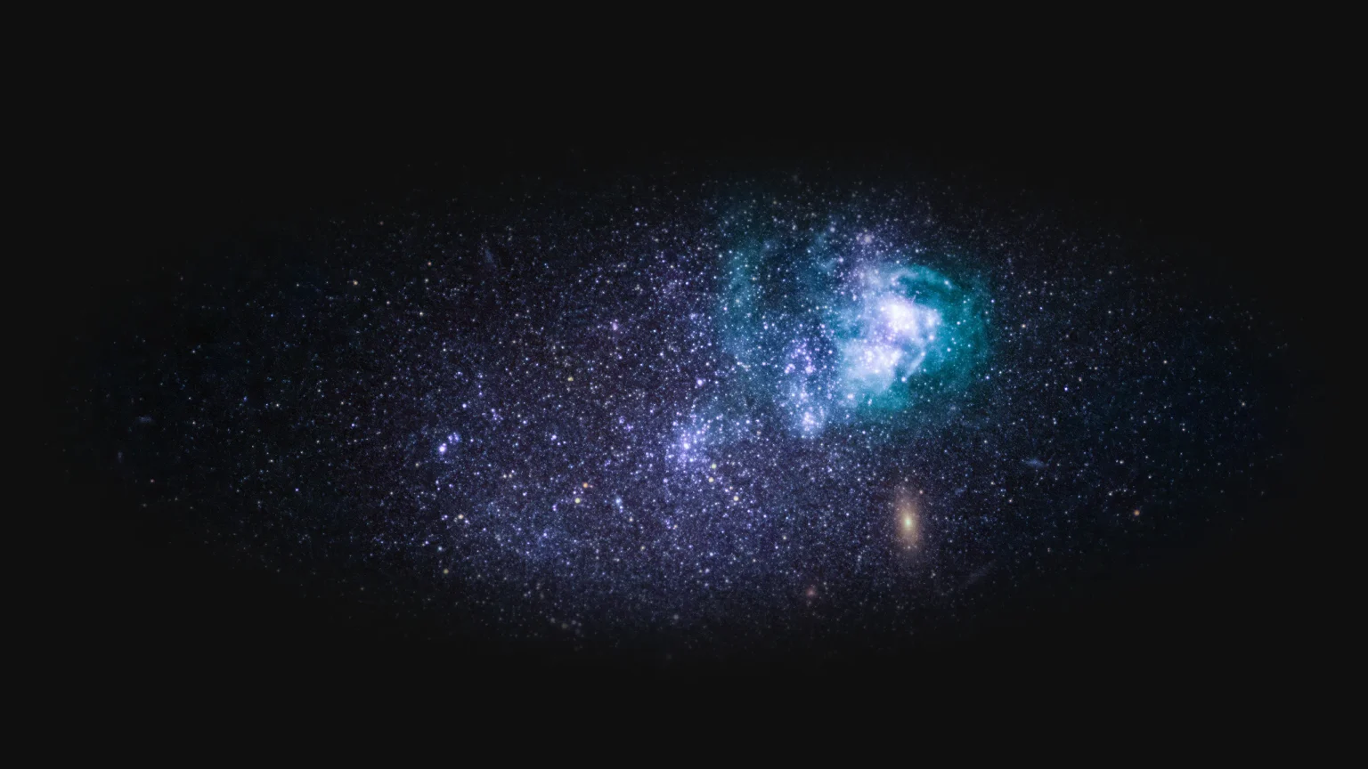 Unbound Planet - About - Starfield with a bright blue-green nebula in deep space - NASA.