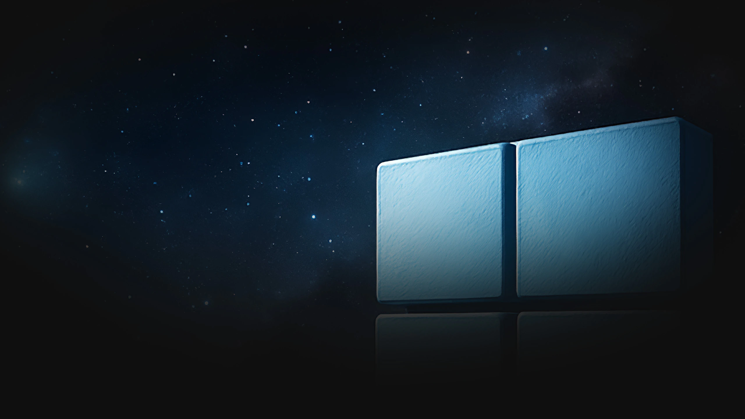 Abstract AI's rendition of a floating realistic Windows 11 logo in space.
