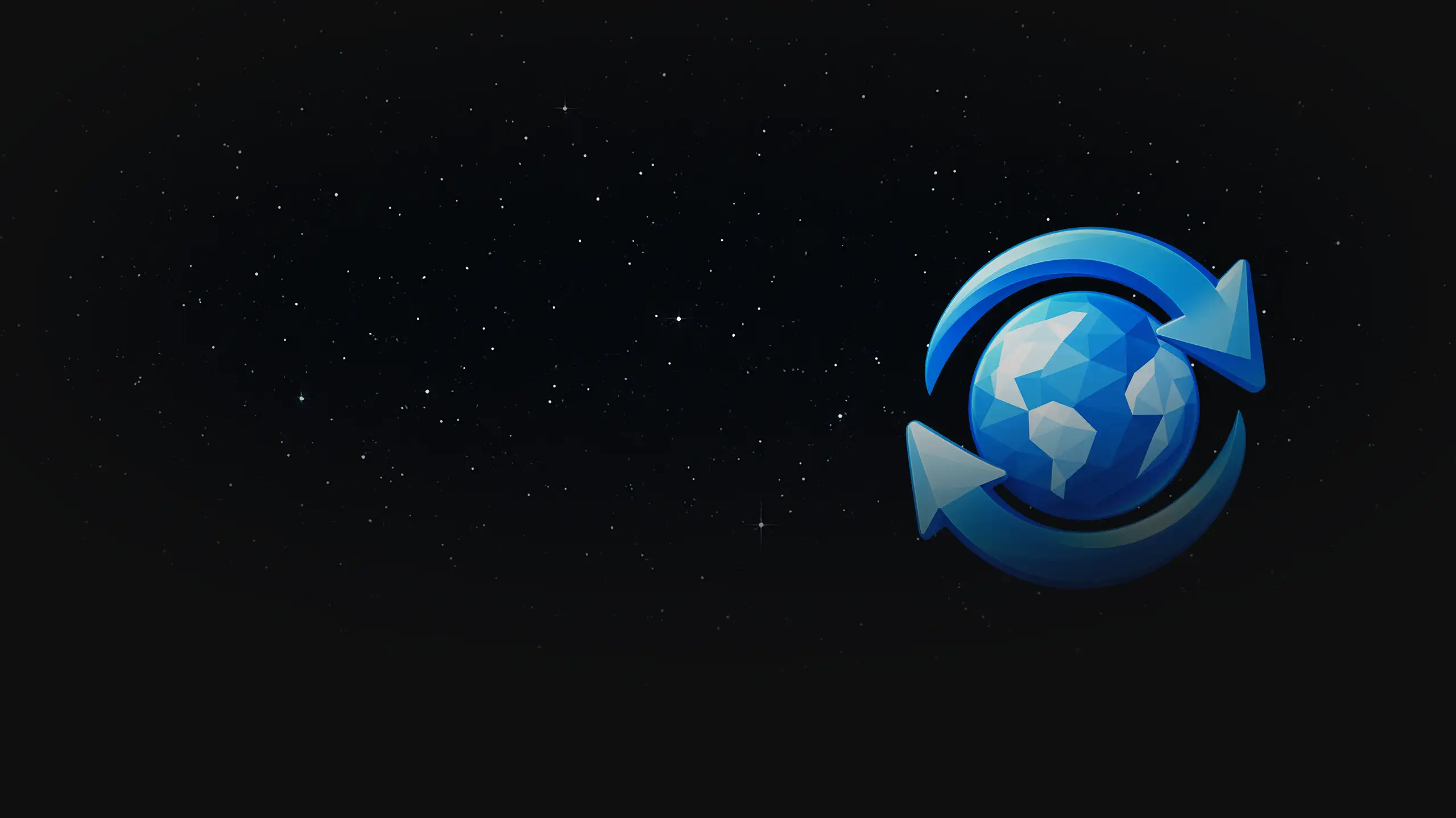 Refresh Unbound globe and refresh arrows positioned on the right against a starfield background