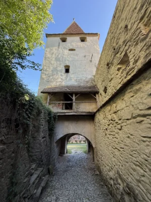 Defensive tower and fortified passage inside Biertan church fortress