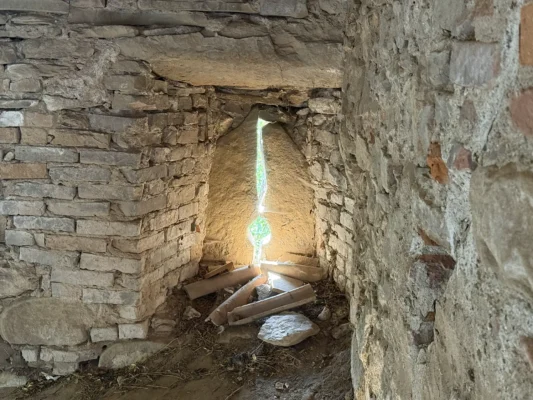 Defensive firing slit in the fortification walls of Biertan fortified church