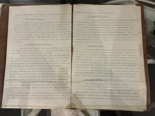 Typewritten sausage-making manual by Petry Zsigmond displayed at the Petry Museum in Târgu Mureș