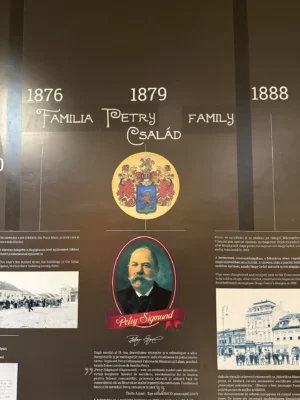 Petry family timeline with a portrait of Petry Sigmund at the Petry Museum in Târgu Mureș.